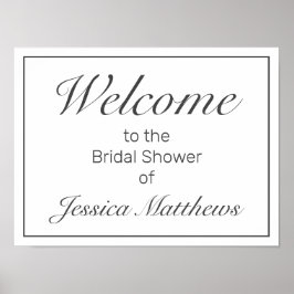 Modernes Minimalistisches Weißes Brautparty Begrüß Poster