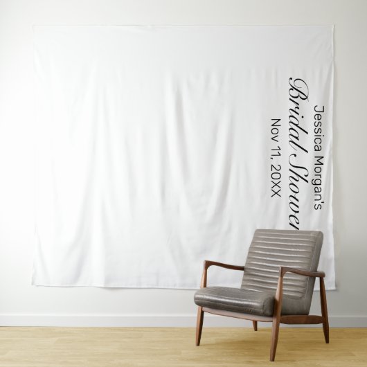 Modernes Minimalistisches Weißes Brautparty Foto Wandteppich (Beispiel (Horizontal))