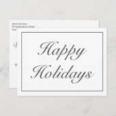 Modernes Minimalistisches Weißes Happy Holidays Gr Ankündigungspostkarte (Vorne/Hinten)
