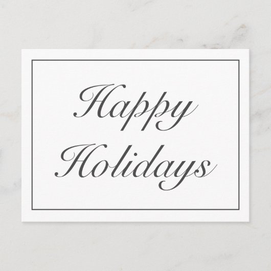 Modernes Minimalistisches Weißes Happy Holidays Gr Ankündigungspostkarte (Vorderseite)