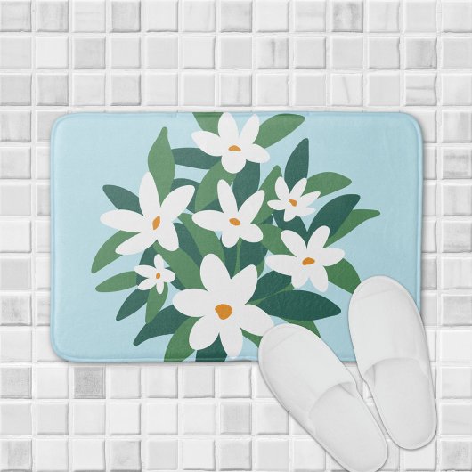 Modernes Minimalistisches Weißes Jasmine-Floral au Badematte