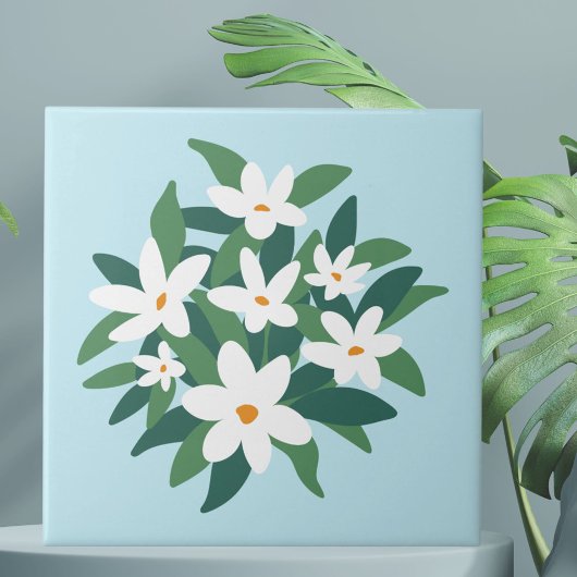 Modernes Minimalistisches Weißes Jasmine-Floral au Fliese