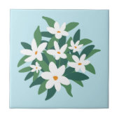 Modernes Minimalistisches Weißes Jasmine-Floral au Fliese (Vorderseite)