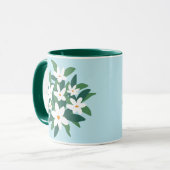 Modernes Minimalistisches Weißes Jasmine-Floral au Tasse (Vorderseite Links)
