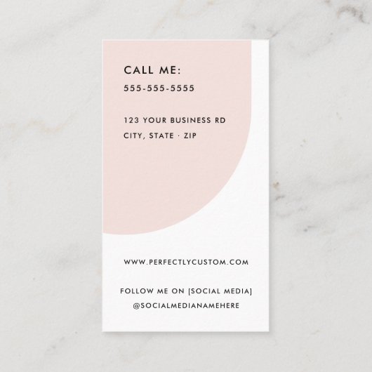 Modernes, minimalistisches weißes Licht in Rosa Visitenkarte (Rückseite)