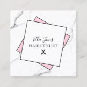 Modernes, minimalistisches weißes Marmor und rosa  Quadratische Visitenkarte (Vorderseite)