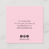 Modernes, minimalistisches weißes Marmor und rosa Quadratische Visitenkarte (Rückseite)