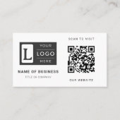 Modernes minimalistisches weißes QR-Code benutzerd Visitenkarte (Vorderseite)