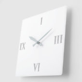 Modernes Minimalistisches, weißes römisches Nummer Quadratische Wanduhr (Winkel)