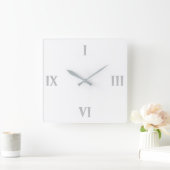 Modernes Minimalistisches, weißes römisches Nummer Quadratische Wanduhr (Zuhause)