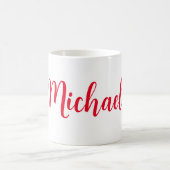 Modernes Minimalistisches Weißes Rot - Name hinzuf Kaffeetasse (Mittel)