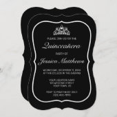 Modernes Minimalistisches Weißes Schwarzes Quinceñ Einladung (Vorne/Hinten)