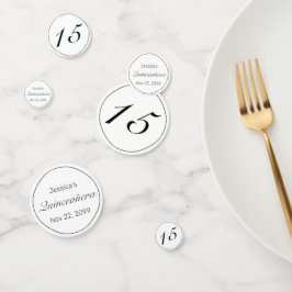 Modernes Minimalistisches Weißes Schwarzes Quinceñ Konfetti