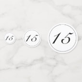 Modernes Minimalistisches Weißes Schwarzes Quinceñ Konfetti (Vorderseiten)