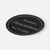 Modernes Minimalistisches Weißes Schwarzes Quinceñ Pappteller (Schrägansicht)