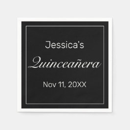 Modernes Minimalistisches Weißes Schwarzes Quinceñ Serviette