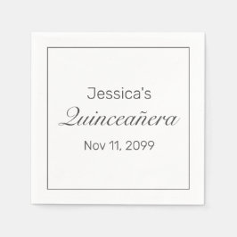 Modernes Minimalistisches Weißes Schwarzes Quinceñ Serviette