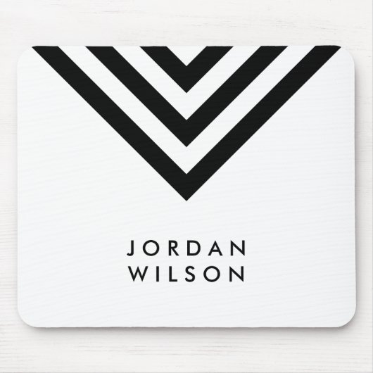 Modernes Minimalistisches weißes u. schwarzes Mousepad (Vorne)