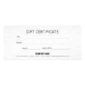 Modernes Minimalistisches Weißgeschenkzertifikat Werbekarte (Hinten)