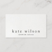 Modernes Minimalistisches Weißleder Beruflich Visitenkarte (Vorderseite)