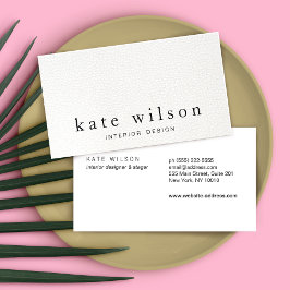 Modernes Minimalistisches Weißleder Beruflich Visitenkarte