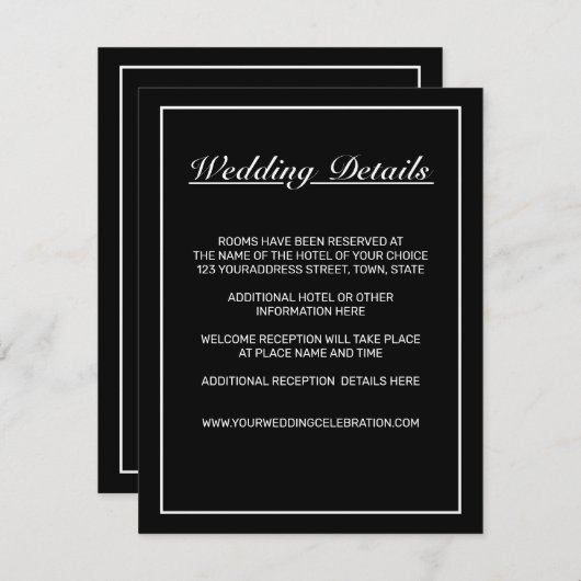 Modernes Minimalistisches Weißschwarz Begleitkarte (Vorne/Hinten)