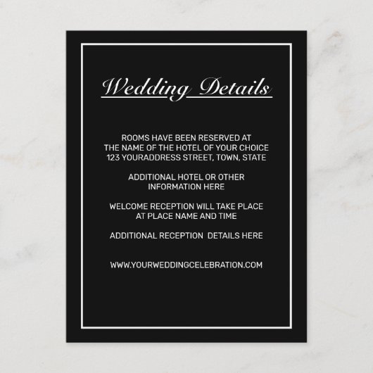 Modernes Minimalistisches Weißschwarz Begleitkarte (Vorderseite)