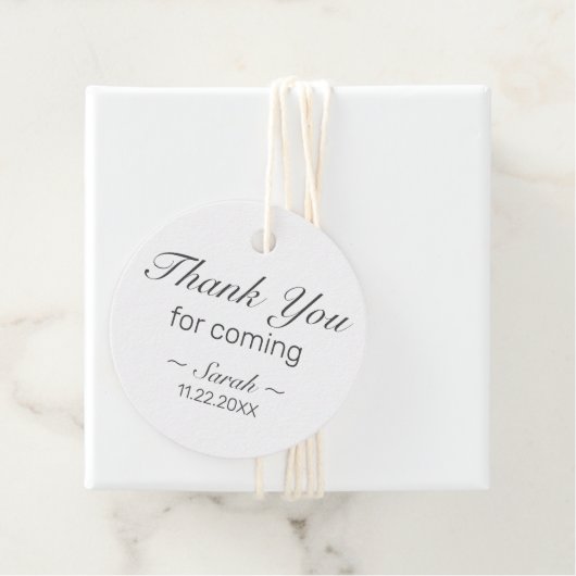 Modernes Minimalistisches Weißschwarz Danke, dass  Geschenkanhänger (Beispiel)