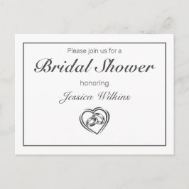 Modernes Minimalistisches Weißschwarzes Brautparty Ankündigungspostkarte