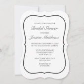 Modernes Minimalistisches Weißschwarzes Brautparty Einladung (Vorderseite)