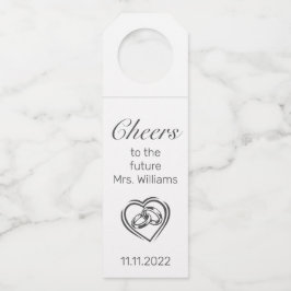 Modernes Minimalistisches Weißschwarzes Brautparty Flaschenanhänger