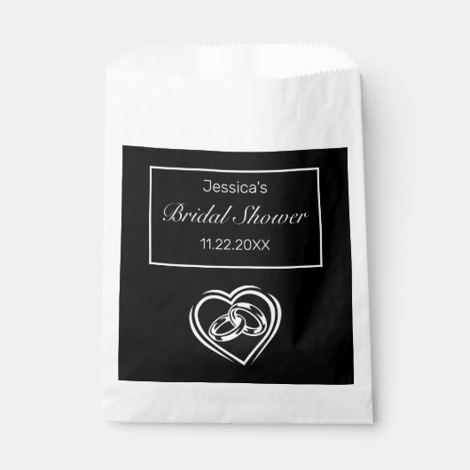 Modernes Minimalistisches Weißschwarzes Brautparty Geschenktütchen (Vorderseite)