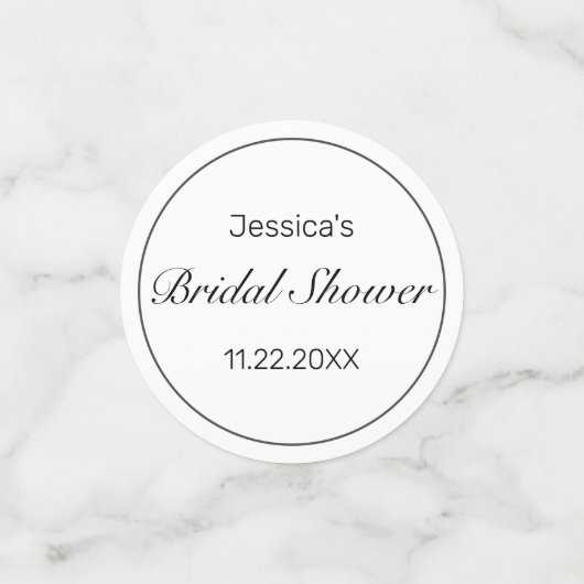 Modernes Minimalistisches Weißschwarzes Brautparty Konfetti (Klein Vorderseite)