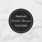 Modernes Minimalistisches Weißschwarzes Brautparty Konfetti (Klein Vorderseite)