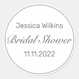 Modernes Minimalistisches Weißschwarzes Brautparty Runder Aufkleber
