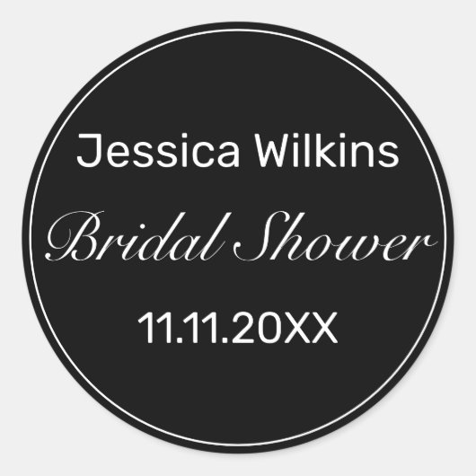 Modernes Minimalistisches Weißschwarzes Brautparty Runder Aufkleber (Vorderseite)