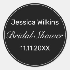 Modernes Minimalistisches Weißschwarzes Brautparty Runder Aufkleber