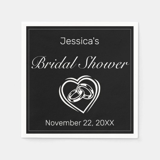 Modernes Minimalistisches Weißschwarzes Brautparty Serviette (Vorderseite)