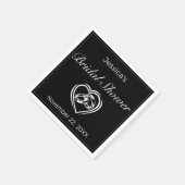 Modernes Minimalistisches Weißschwarzes Brautparty Serviette (Ecke)