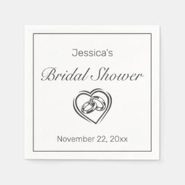 Modernes Minimalistisches Weißschwarzes Brautparty Serviette