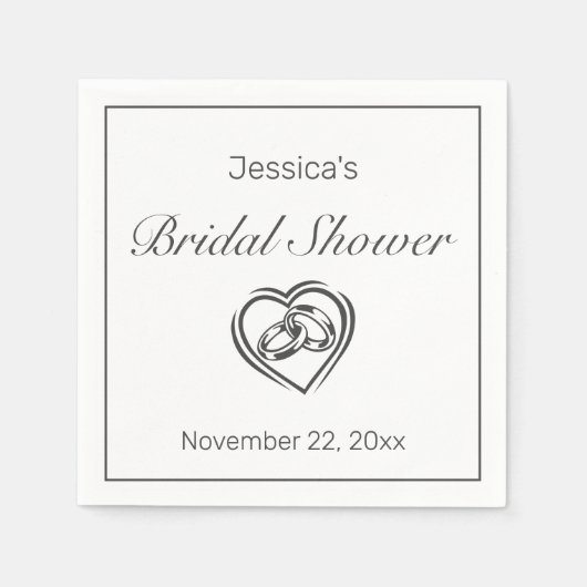 Modernes Minimalistisches Weißschwarzes Brautparty Serviette (Vorderseite)