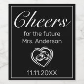 Modernes Minimalistisches Weißschwarzes Brautparty Weinetikett (Einzelnes Label)