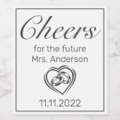 Modernes Minimalistisches Weißschwarzes Brautparty Weinetikett (Einzelnes Label)