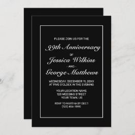 Modernes Minimalistisches Weißschwarzes Jubiläum Einladung