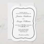 Modernes Minimalistisches Weißschwarzes Jubiläum Einladung (Vorderseite)