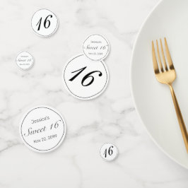 Modernes Minimalistisches Weißschwarzes Süß 16 Konfetti