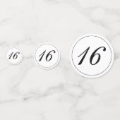 Modernes Minimalistisches Weißschwarzes Süß 16 Konfetti (Vorderseiten)