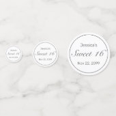 Modernes Minimalistisches Weißschwarzes Süß 16 Konfetti (Rückseiten)