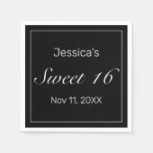 Modernes Minimalistisches Weißschwarzes Süß 16 Serviette (Vorderseite)