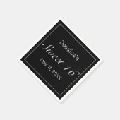 Modernes Minimalistisches Weißschwarzes Süß 16 Serviette (Ecke)